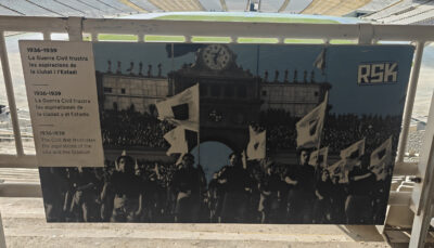 Imatge trucada penjada a l'Estadi de Montjuïc